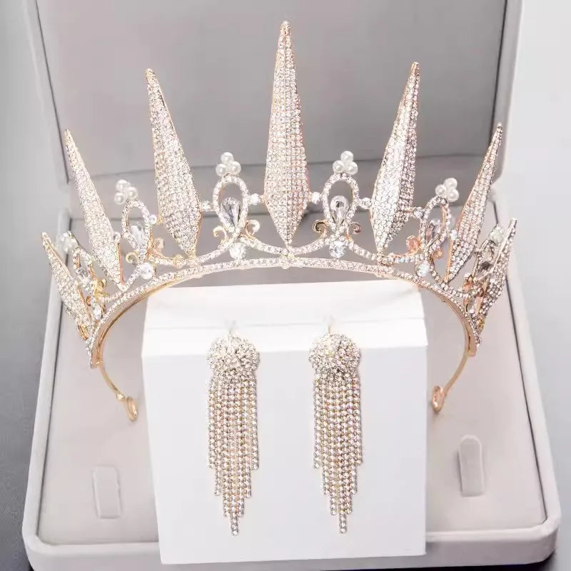 Women's Zinc Alloy Water Drop Bridal Wedding Crown Jewelry Sets