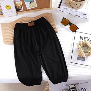 Kid's Cotton Mid Elastic Waist Closure Casual Wear Trousers