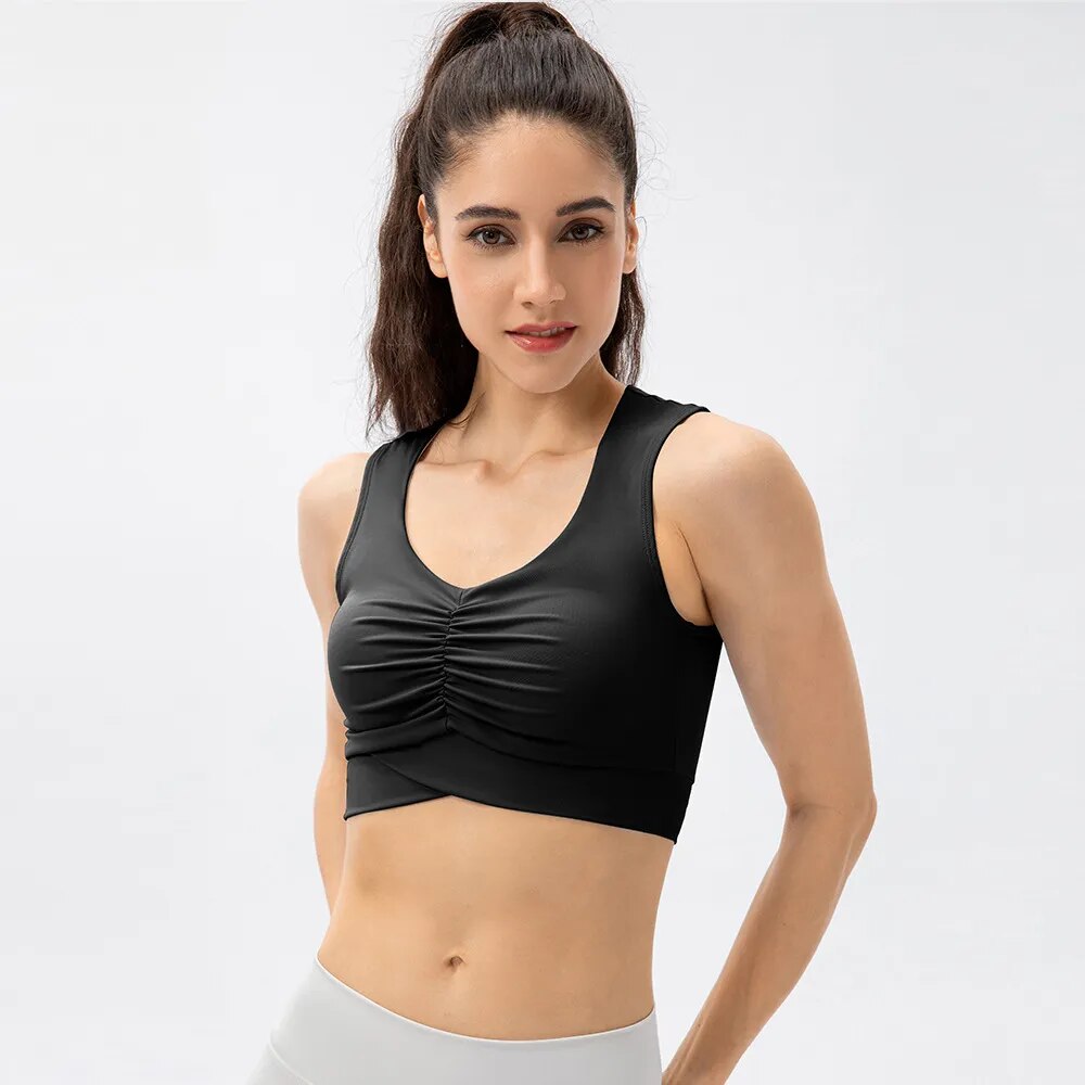 Women's V-Neck Spandex Shockproof Quick-Dry Yoga Crop Top