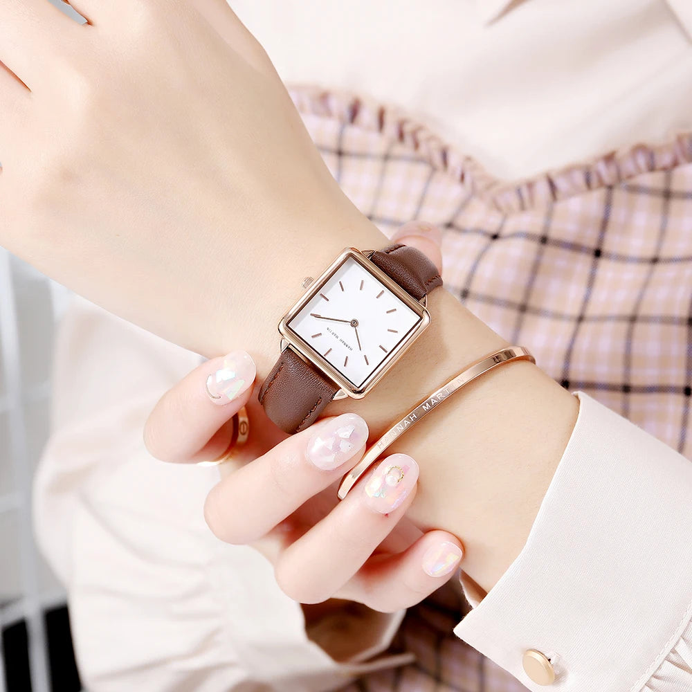 Women's Alloy Case Folding Clasp Square Shaped Waterproof Watch