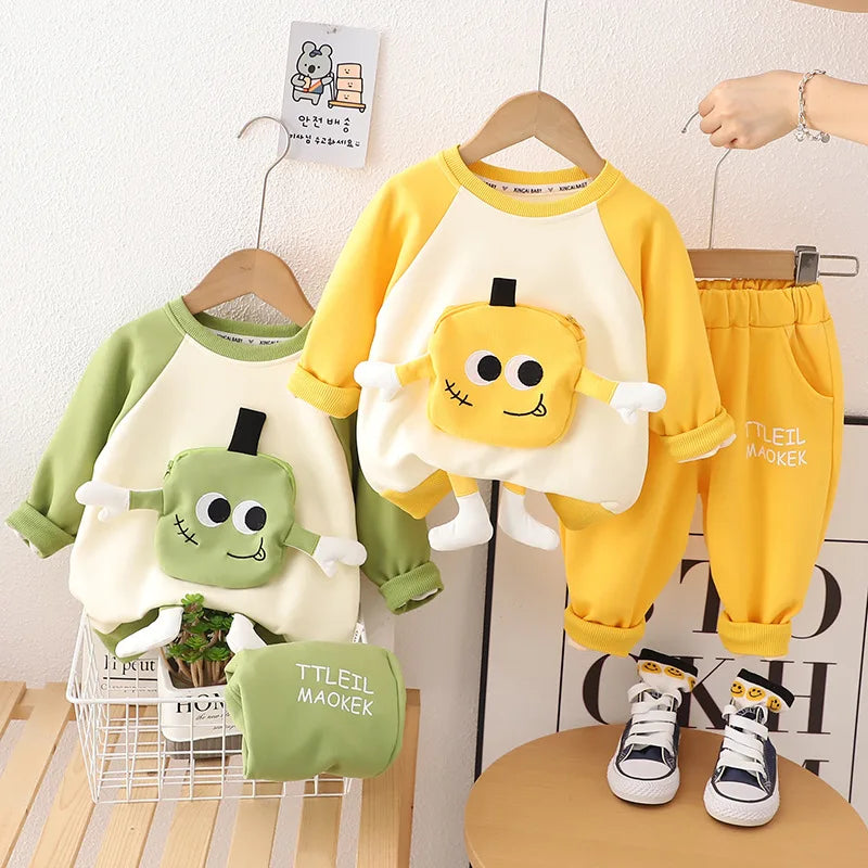 Kid's Boys Cotton O-Neck Long Sleeves Cartoon Pattern Clothes