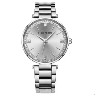 Women's Stainless Steel Round Shaped Waterproof Luxury Watch