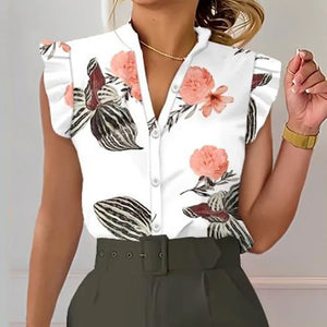 Women's Polyester V-Neck Short Sleeve Casual Wear Sexy Blouse