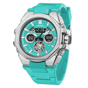 Men's Alloy Case Buckle Clasp Round Shape Digital Quartz Watch