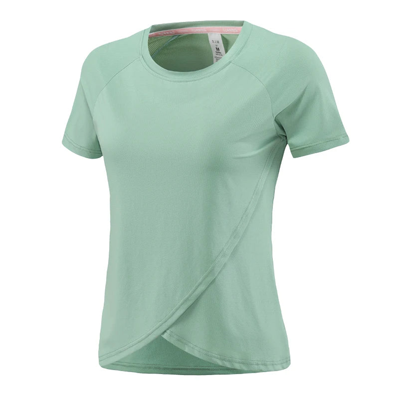 Women's Polyester O-Neck Short Sleeve Breathable Yoga Workout Top