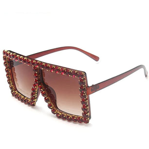 Women's Plastic Frame Acrylic Lens Square Shaped Trendy Sunglasses