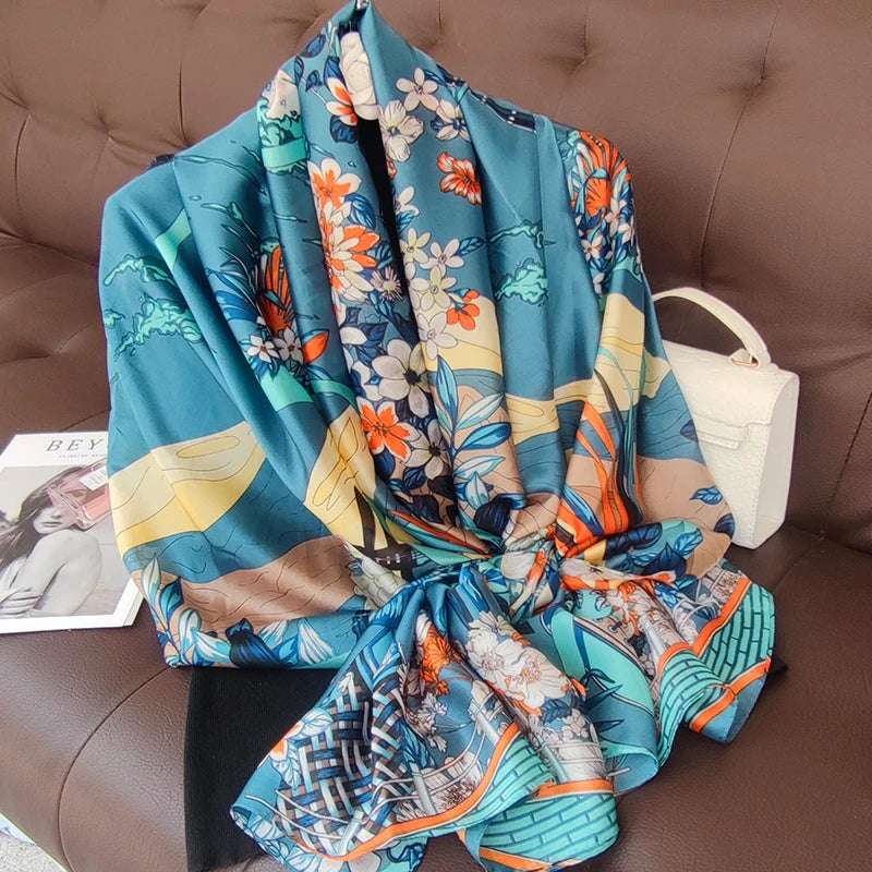 Women's Polyester Neck Wrap Printed Pattern Trendy Beach Scarves