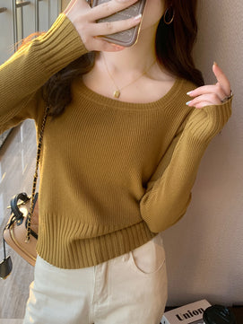 Women's Acrylic Square Neck Full Sleeve Solid Pattern Sweater