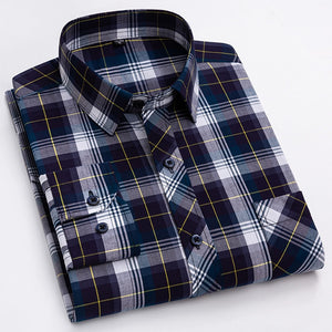 Men's Cotton Turn-Down Collar Single Breasted Formal Wear Shirt