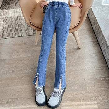 Kid's Cotton Mid Waist Elastic Closure Casual Wear Trousers