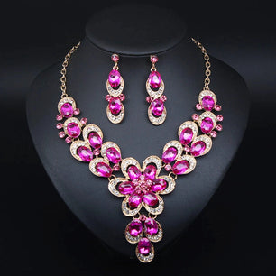 Women's Copper Alloy Crystal Flower Shaped Bridal Jewelry Set