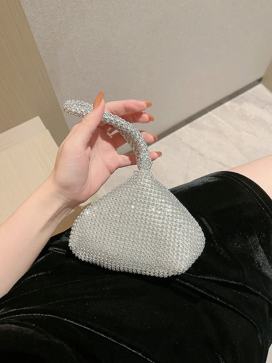 Women's PU Hasp Closure Rhinestone Pattern Trendy Wedding Clutch