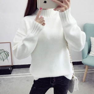 Women's Mock Neck Acrylic Full Sleeves Casual Wear Pullover Sweater