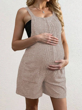 Women's Cotton Square-Neck Sleeveless Solid Maternity Dress