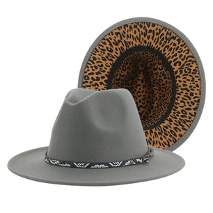 Women's Polyester Leopard Pattern Trendy Sun Protection Brim Hat