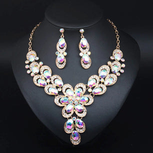 Women's Copper Alloy Crystal Flower Shaped Bridal Jewelry Set