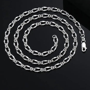 Men's 100% 925 Sterling Silver Link Chain Geometric Necklace