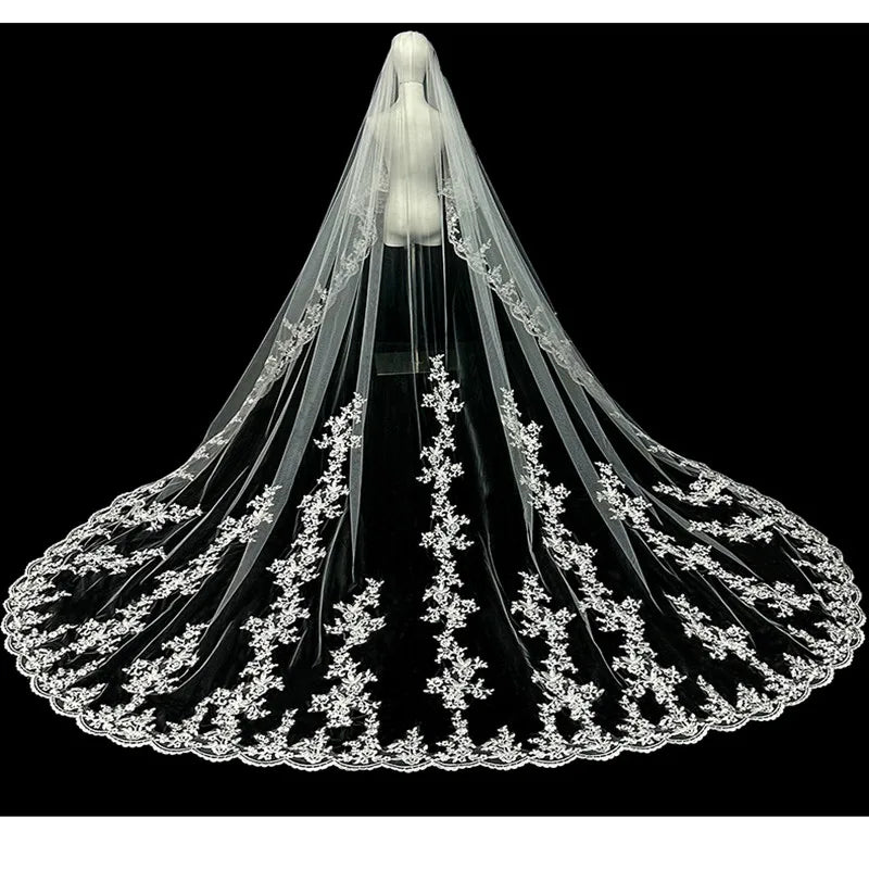 Women's Polyester Applique Edge Two-Layer Bridal Wedding Veils