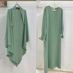 Women's Arabian Polyester Full Sleeve Two-Piece Casual Abayas