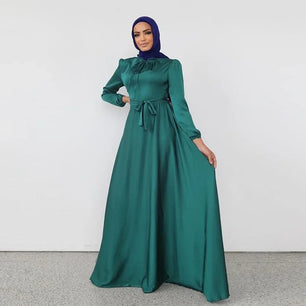 Women's Arabian Silk Full Sleeves Solid Pattern Casual Wear Abaya