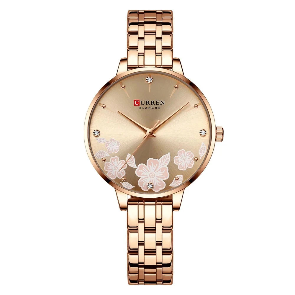 Women's Stainless Steel Round Shaped Waterproof Luxury Watch