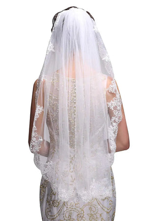 Women's Polyester Applique Edge One-Layer Bridal Wedding Veils