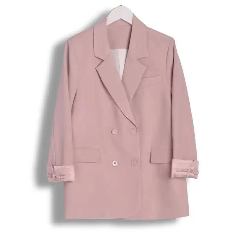 Women's Cotton Notched Long Sleeves Single Breasted Blazer