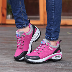 Women's Cotton Round Toe Lace-up Closure Sports Wear Sneakers