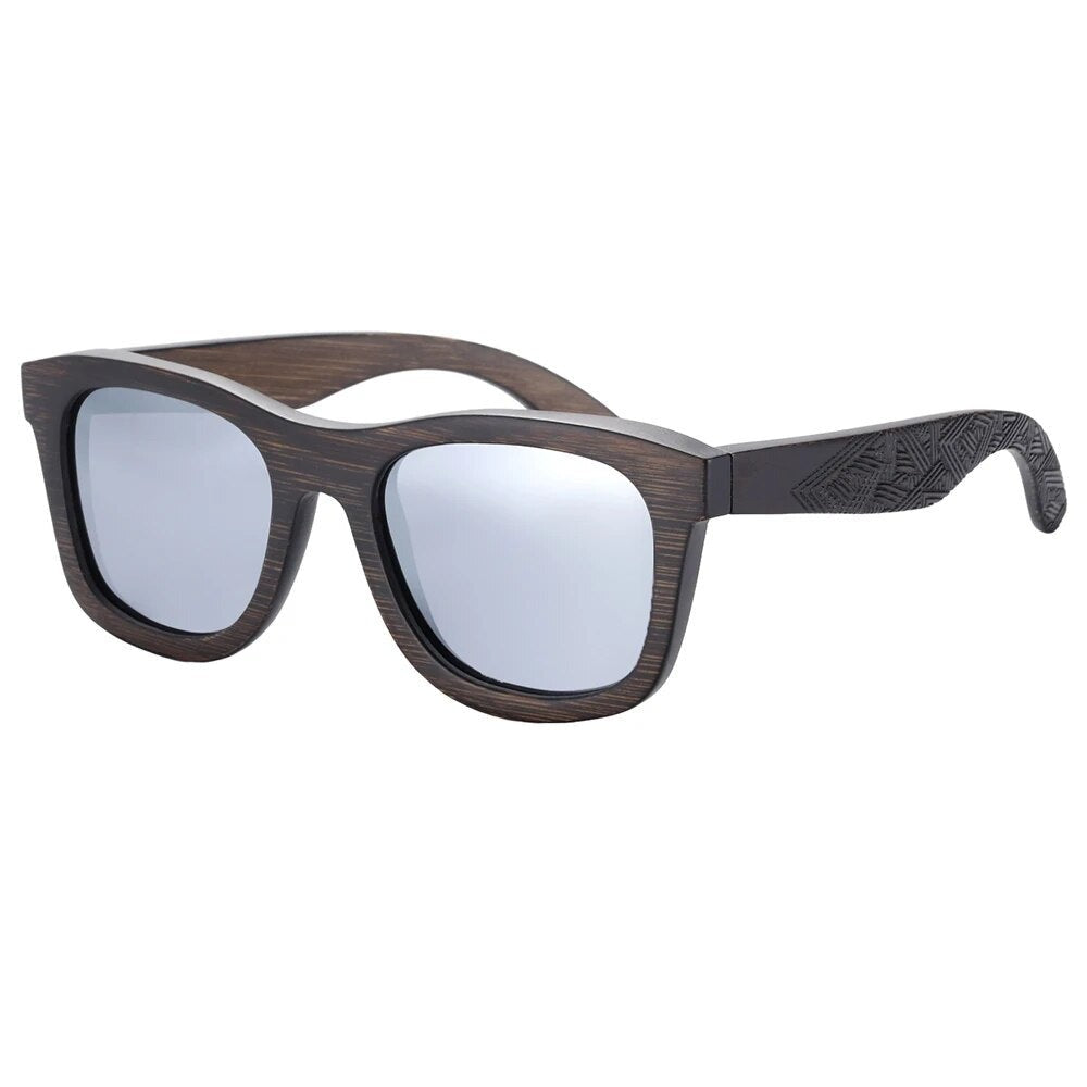 Men's Bamboo Frame TAC Lenses Square Shaped Polarized Sunglasses