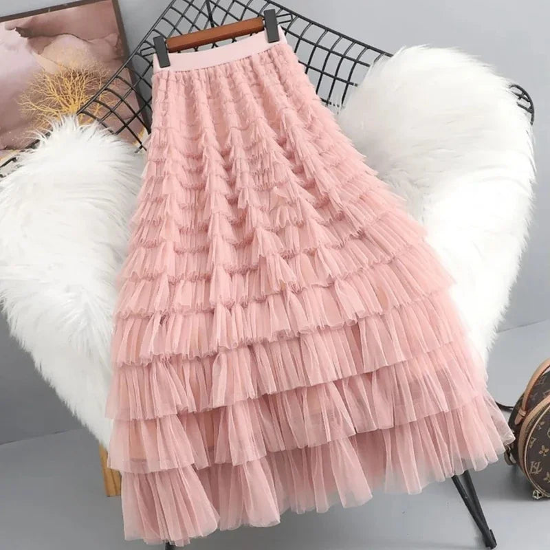 Women's Polyester Elastic High Waist Pleated Pattern Casual Skirts