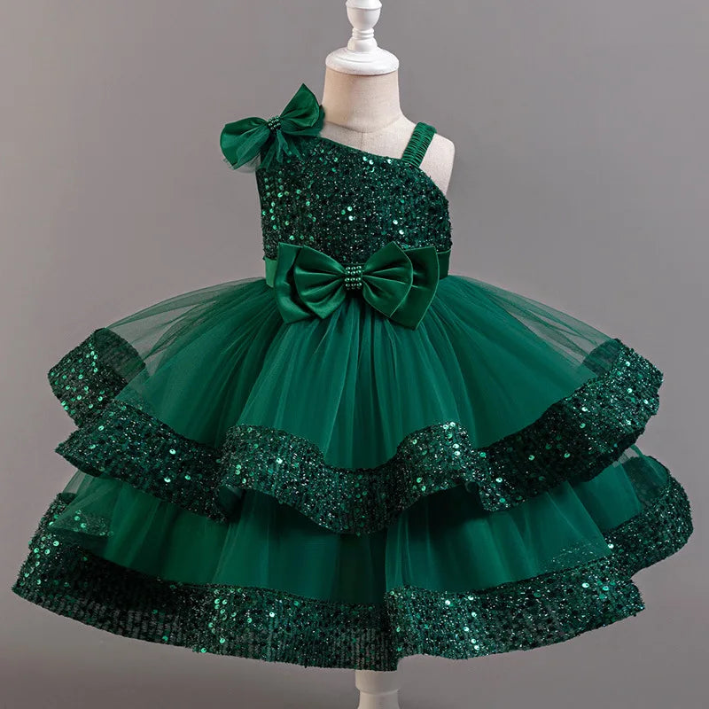 Kid's Girl Polyester Sleeveless Sequined Pattern Princess Dress