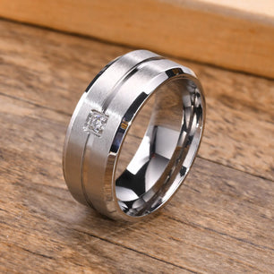 Men's Metal Stainless Steel Geometric Shape Trendy Wedding Rings