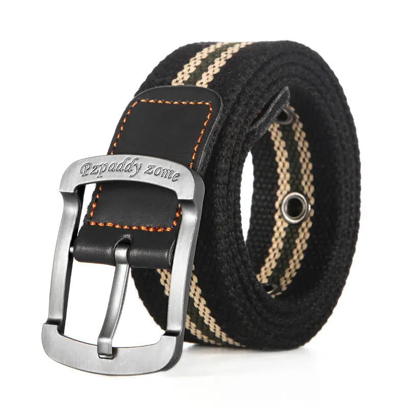 Men's Canvas Pin Buckle Closure Mixed Colors Pattern Belts