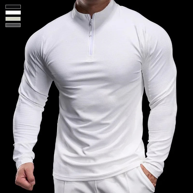 Men's Polyester Long Sleeve Pullover Closure Casual T-Shirt