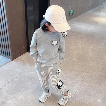 Kid's Cotton Long Sleeve Pullover Closure Striped Pattern Clothes