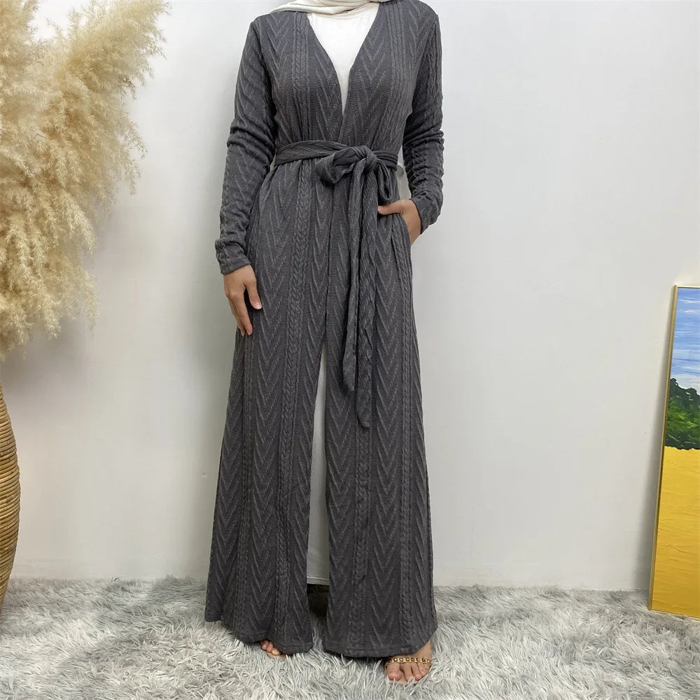 Women's Arabian Polyester Full Sleeve Solid Pattern Casual Abaya