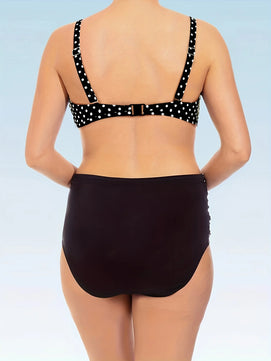 Women's Polyester High Waist Dotted Pattern Swimwear Bikini Set