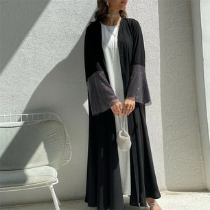 Women's Arabian Polyester Full Sleeve Rhinestone Elegant Abaya