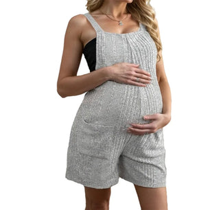 Women's Cotton Square-Neck Sleeveless Solid Maternity Dress