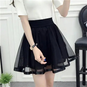 Women's Mesh High Waist Sequined Pattern Casual Wear Mini Skirts