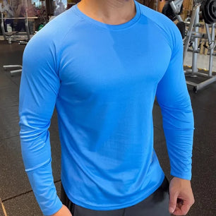 Men's Polyester Long Sleeve Pullover Closure Sportswear T-Shirt