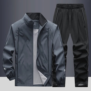 Men's Polyester Stand Collar Long Sleeves Jogging Sports Suit