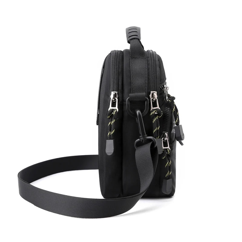 Men's Oxford Zipper Closure Crossbody Multifunction Shoulder Bag