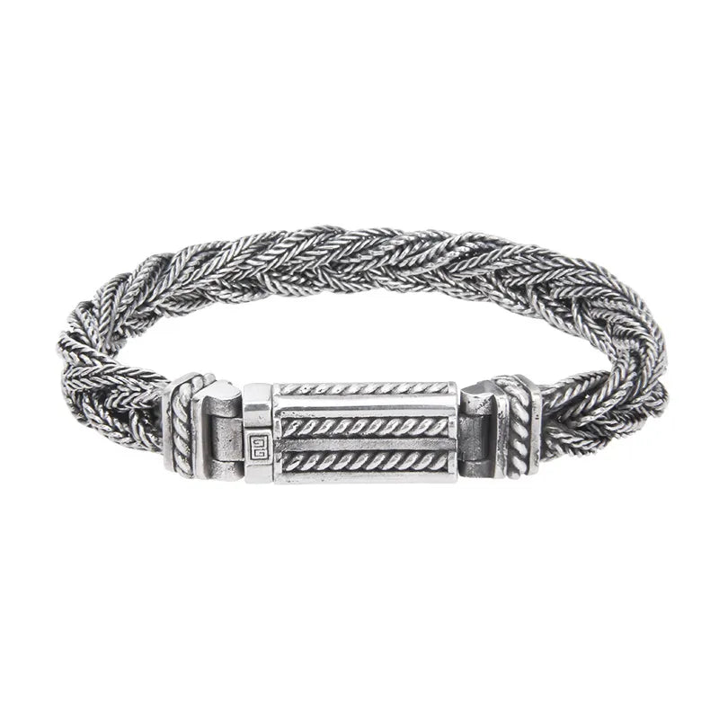 Men's 100% 925 Sterling Silver Geometric Shaped Classic Bracelet