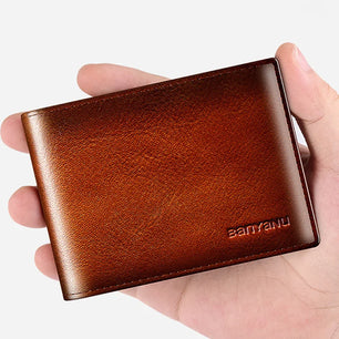 Men's Genuine Leather Letter Pattern Card Holder Trendy Wallet