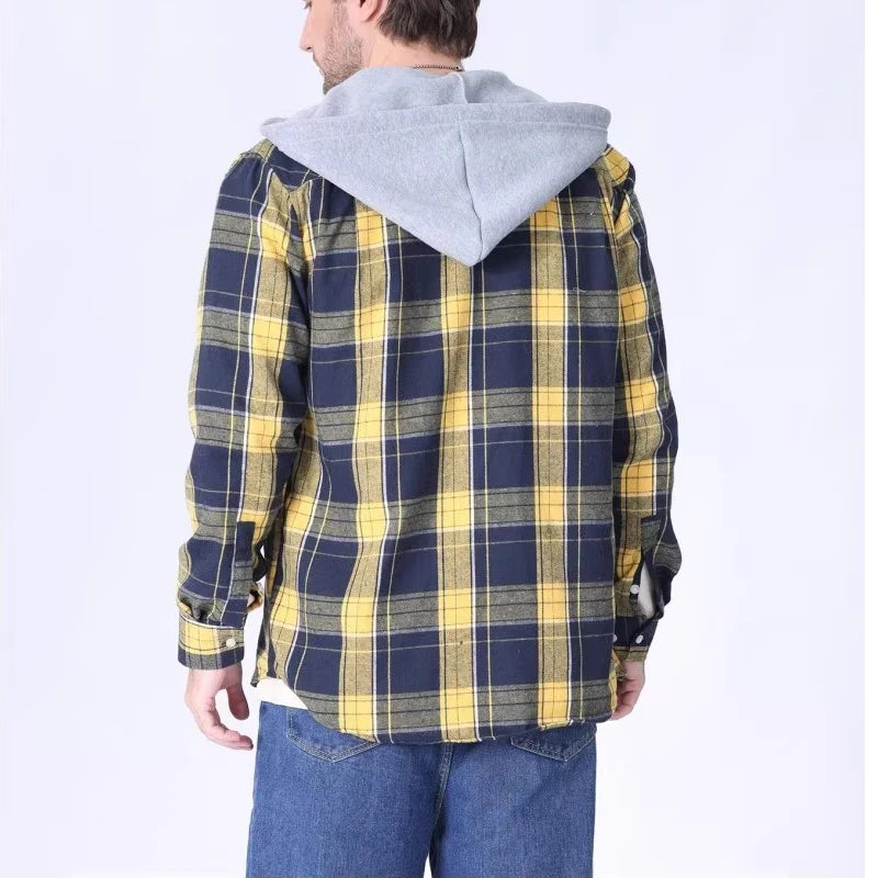 Men's Cotton Full Sleeves Single Breasted Closure Hooded Jacket