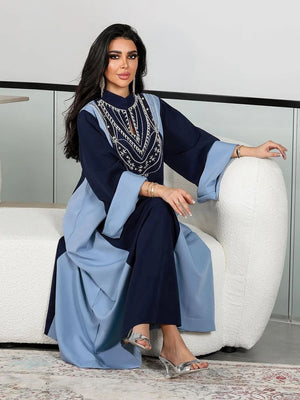 Women's Arabian Polyester Full Sleeves Embroidery Pattern Dress