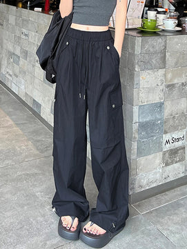 Women's Polyester Elastic Closure High Waist Casual Wear Trousers