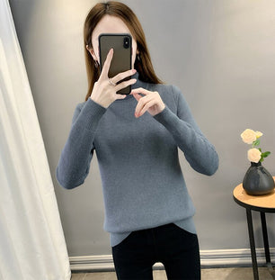 Women's Turtleneck Acrylic Knitted Pattern Casual Wear Sweaters