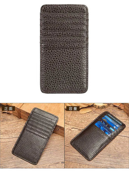 Men's Genuine Leather Solid Pattern Card Holder Trendy Wallets